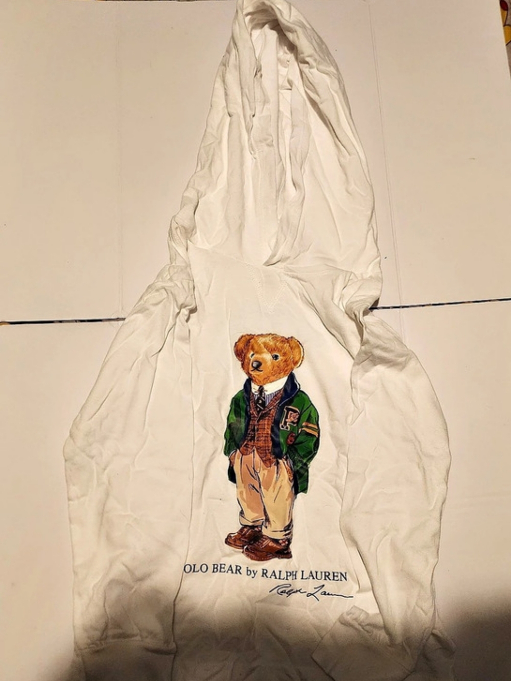 Polo Ralph Lauren Polo Bear Cotton Hoodie Boys 6 White & Green